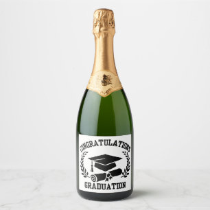 Étiquettes Pour Bouteilles De Vin Mousseux Félicitations Pour La Graduation Étincelle De Vins