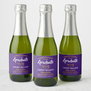 Étiquettes Pour Bouteilles De Vin Mousseux Félicitations pour la Graduation Purple Gold Yello