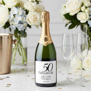 Étiquettes Pour Bouteilles De Vin Mousseux Fête d'anniversaire 50 ans Moderne Cinquante et Fa