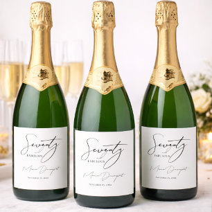 Étiquettes Pour Bouteilles De Vin Mousseux Fête d'anniversaire 70 ans moderne et fabuleuse