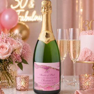Étiquettes Pour Bouteilles De Vin Mousseux Fête d'anniversaire aux élégantes nuances de rose