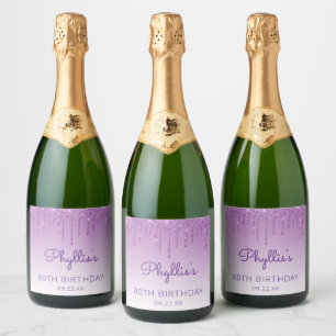Étiquettes Pour Bouteilles De Vin Mousseux Fête d'anniversaire de 70 ans avec dégoulinade de 