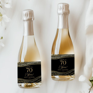 Étiquettes Pour Bouteilles De Vin Mousseux Fête d'anniversaire de 70 ans élégante en agate no