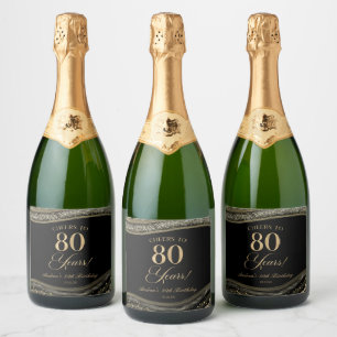 Étiquettes Pour Bouteilles De Vin Mousseux Fête d'anniversaire de 80 ans élégante en agate no