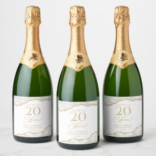Étiquettes Pour Bouteilles De Vin Mousseux Fête d'anniversaire de mariage de 20 ans en Agate