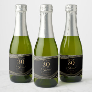 Étiquettes Pour Bouteilles De Vin Mousseux Fête d'anniversaire de mariage de 30 ans en Agate