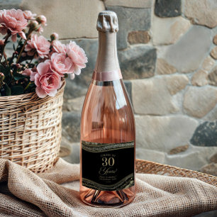 Étiquettes Pour Bouteilles De Vin Mousseux Fête d'anniversaire de mariage de 30 ans en Agate