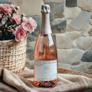 Étiquettes Pour Bouteilles De Vin Mousseux Fête d'anniversaire de mariage de 30 ans en Agate
