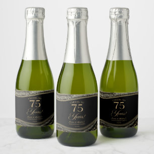 Étiquettes Pour Bouteilles De Vin Mousseux Fête d'anniversaire de mariage de 75 ans en Agate 