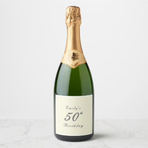 Étiquettes Pour Bouteilles De Vin Mousseux Fête d'anniversaire élégante et moderne de 50 ans