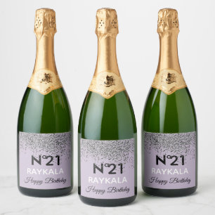 Étiquettes Pour Bouteilles De Vin Mousseux Fête d'anniversaire violette sous la douche Glam &