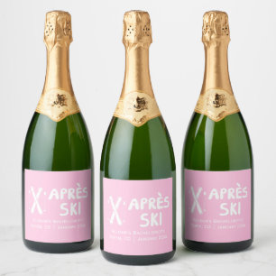 Étiquettes Pour Bouteilles De Vin Mousseux Fête de Bachelorette Après-Ski Champagne Rose