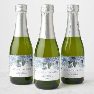 Étiquettes Pour Bouteilles De Vin Mousseux Fête de Fête des mariées florale bleu romantique F
