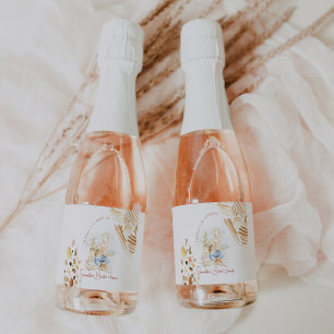 Étiquettes Pour Bouteilles De Vin Mousseux Fête de fiançailles sur la plage tropicale