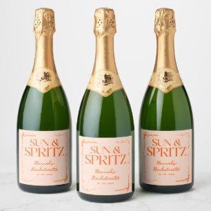 Étiquettes Pour Bouteilles De Vin Mousseux Fête de fin de semaine Sun and Spritz Bachelorette