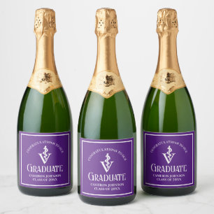 Étiquettes Pour Bouteilles De Vin Mousseux Fête de graduation de l'école vétérinaire pourpre