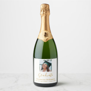 Étiquettes Pour Bouteilles De Vin Mousseux Fête de graduation moderne 2025 Photo Gold