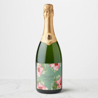 Étiquettes Pour Bouteilles De Vin Mousseux Fête de jardin florale fabuleuse pour enterrement