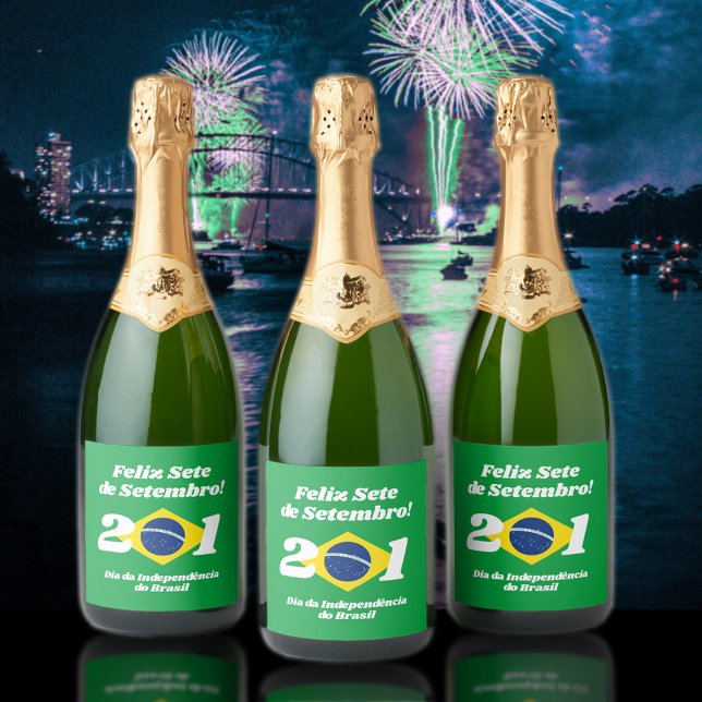 Étiquettes Pour Bouteilles De Vin Mousseux Fête de l'Indépendance de Sete de Setembro Drapeau (Brazil Independence Day Champagne Bottles Cover Photo.)