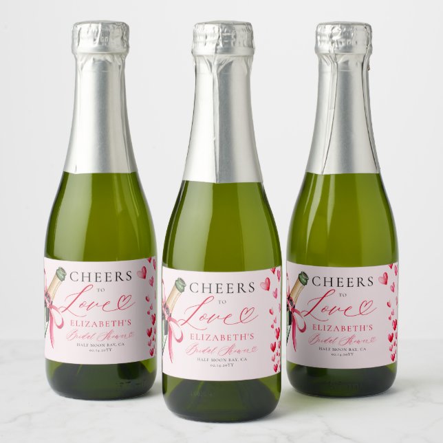 Étiquettes Pour Bouteilles De Vin Mousseux Fête de mariage fantaisiste et pétillant aux cœurs (Bouteilles)