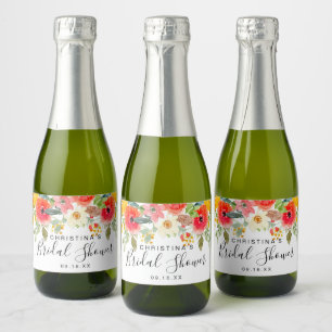 Étiquettes Pour Bouteilles De Vin Mousseux Fête de mariage florale d'été lumineuse