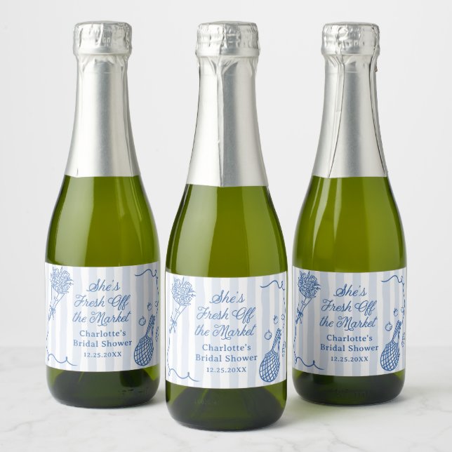Étiquettes Pour Bouteilles De Vin Mousseux Fête de Mariage Handrawn Frais du Marché (Bouteilles)