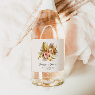 Étiquettes Pour Bouteilles De Vin Mousseux Fête de mariage tropical floral vintage