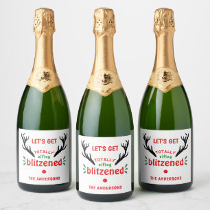 Étiquettes Pour Bouteilles De Vin Mousseux Fête de Noël de Rinder fougueux