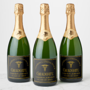 Étiquettes Pour Bouteilles De Vin Mousseux Fête de remise de diplôme de fin d'études de médec