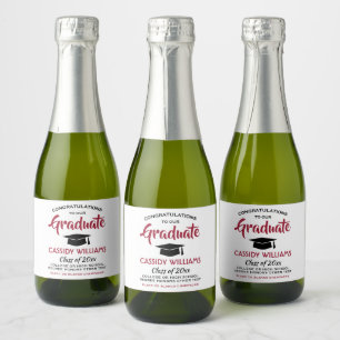 Étiquettes Pour Bouteilles De Vin Mousseux Fête de Remise de Diplôme Rouge Blanc Noir Mini Cl