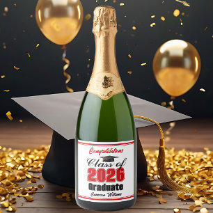 Étiquettes Pour Bouteilles De Vin Mousseux Fête de remise des diplômes de la promotion rouge