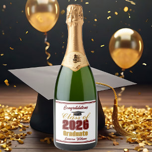 Étiquettes Pour Bouteilles De Vin Mousseux Fête de remise des diplômes personnalisée Marron O