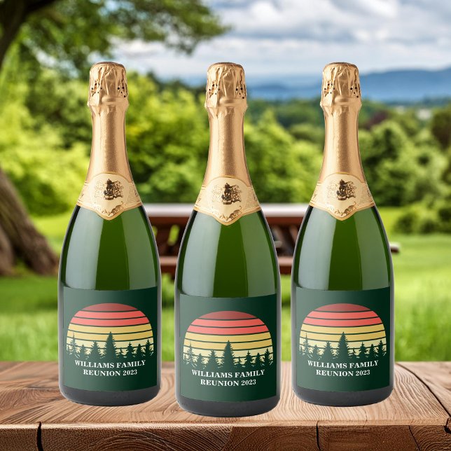Étiquettes Pour Bouteilles De Vin Mousseux Fête de réunion de la famille Sunset de la forêt p (Créateur téléchargé)