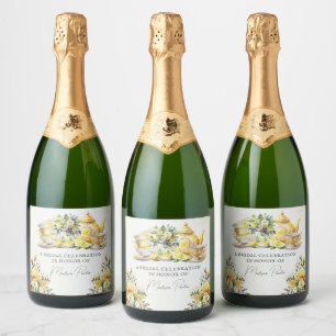 Étiquettes Pour Bouteilles De Vin Mousseux Fête de thé au citron nuptiale Vintage