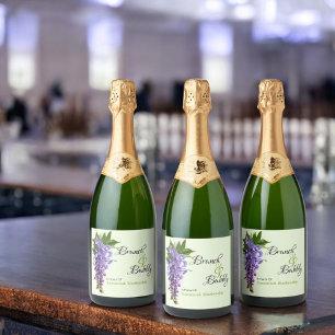 Étiquettes Pour Bouteilles De Vin Mousseux Fête des mariées à bulles de Brunch de la glycine