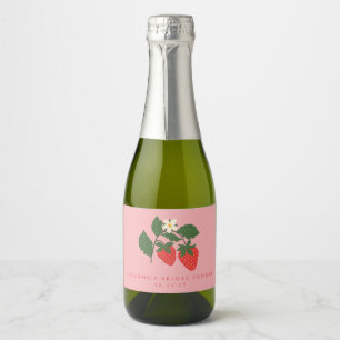 Étiquettes Pour Bouteilles De Vin Mousseux Fête des mariées Boho Fraise Vintage personnalisée