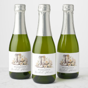 Étiquettes Pour Bouteilles De Vin Mousseux Fête des mariées Bottes d'aquarelle florale rustiq