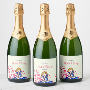 Étiquettes Pour Bouteilles De Vin Mousseux Fête des mariées Dark Royal Blue Cocktail Gown