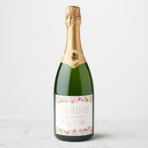 Étiquettes Pour Bouteilles De Vin Mousseux Fête des mariées de fleurs sauvages