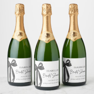 Étiquettes Pour Bouteilles De Vin Mousseux Fête des mariées de ruban à ruban élégant moderne 