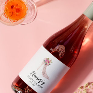 Étiquettes Pour Bouteilles De Vin Mousseux Fête des mariées de talons hauts roses