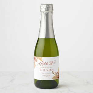 Étiquettes Pour Bouteilles De Vin Mousseux Fête des mariées fleurie Boho Terracotta
