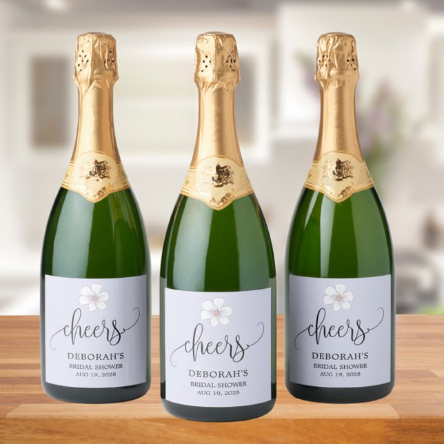 Étiquettes Pour Bouteilles De Vin Mousseux Fête des mariées florale Lilac (Créateur téléchargé)