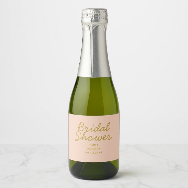 Étiquettes Pour Bouteilles De Vin Mousseux Fête des mariées Pastel Peachy (Devant)