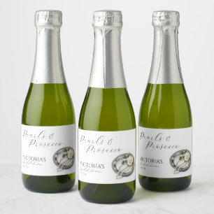 Étiquettes Pour Bouteilles De Vin Mousseux Fête des mariées Perles et poursuites