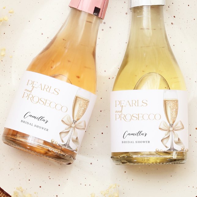 Étiquettes Pour Bouteilles De Vin Mousseux Fête des mariées Perles et poursuites (Créateur téléchargé)