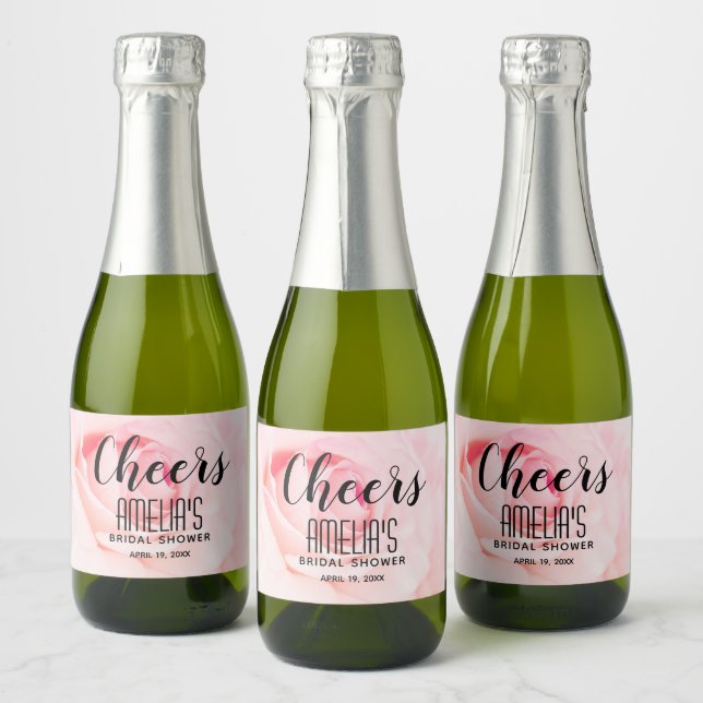 Étiquettes Pour Bouteilles De Vin Mousseux Fête des mariées rose pâle Mini (Bouteilles)