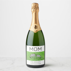 Étiquettes Pour Bouteilles De Vin Mousseux Fête des Mères mignonne et joyeux zèbres kényans