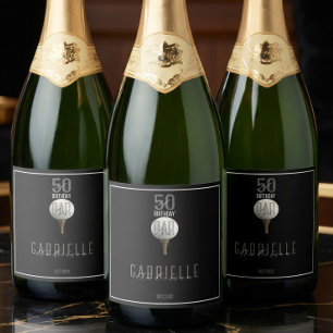 Étiquettes Pour Bouteilles De Vin Mousseux Fête élégante des 50 ans de golf Fête d'étape élég