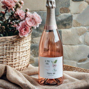 Étiquettes Pour Bouteilles De Vin Mousseux Fête rétro pour un petit martini rose pour fille B
